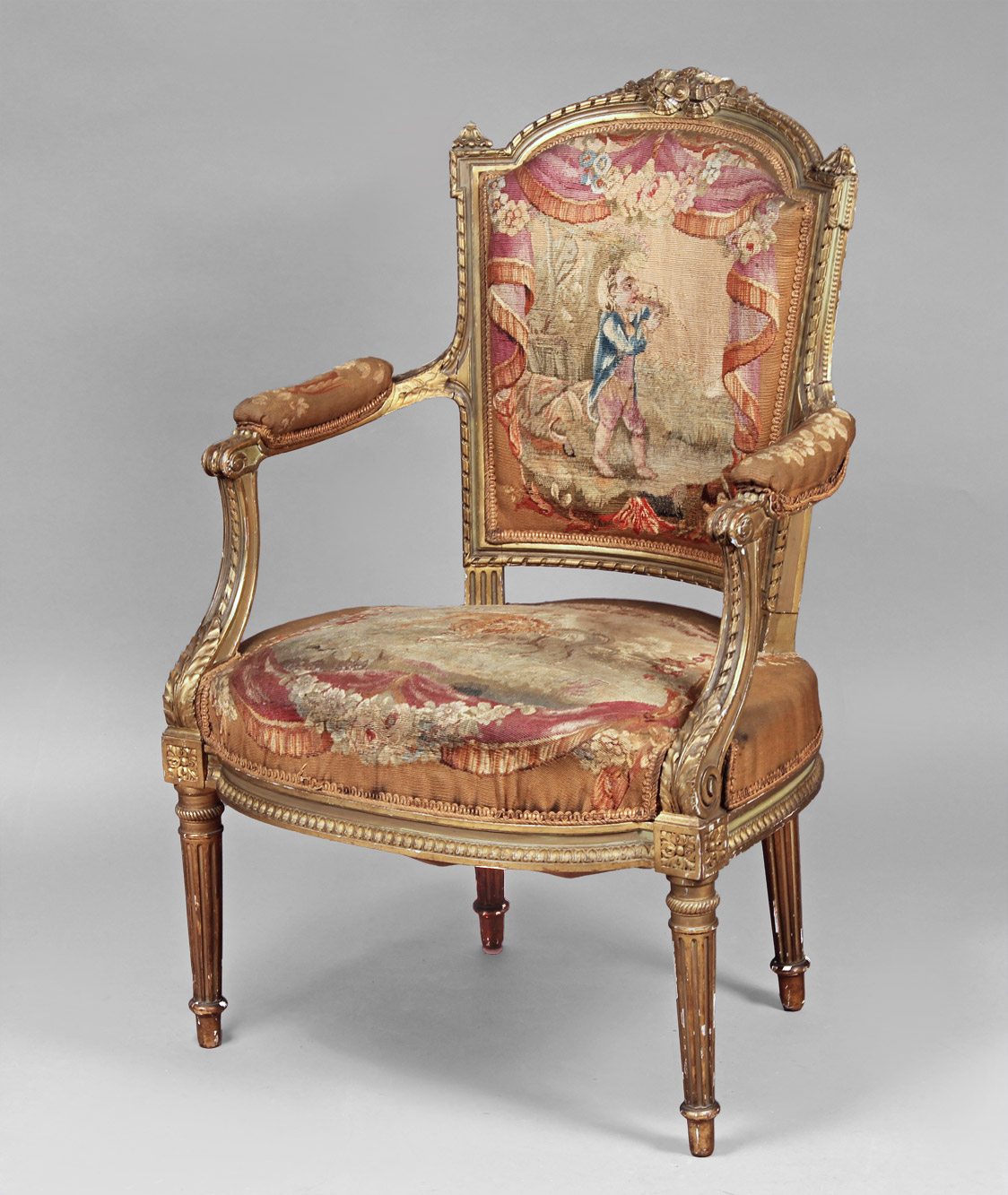  ANTIGUO SILLON FRANCES DE ESTILO LUIS XVI. 