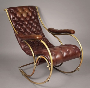 Lote 246: SILLON MECEDOR VICTORIANO CON ARMAZON DE BRONCE.  SILLON MECEDOR VICTORIANO CON ARMAZON DE BRONCE. 