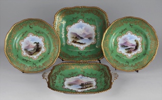 Lote 684: DOS FUENTES Y ONCE PLATOS DE PORCELANA INGLESA COALPORT. DOS FUENTES Y ONCE PLATOS DE PORCELANA INGLESA COALPORT.
