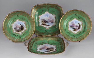 Lote 684: DOS FUENTES Y ONCE PLATOS DE PORCELANA INGLESA COALPORT. DOS FUENTES Y ONCE PLATOS DE PORCELANA INGLESA COALPORT.