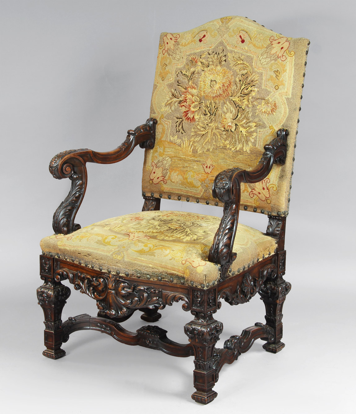  ANTIGUO SILLON FRANCES ESTILO LUIS XIV. 