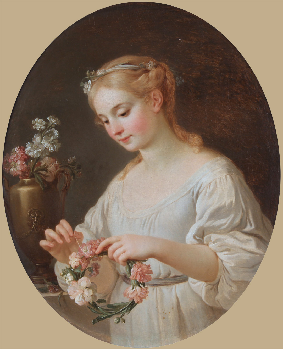 LEMOINE, Marie Victorie 'JEUNE FILLE AVEC COURONNE DE FLEURS'
