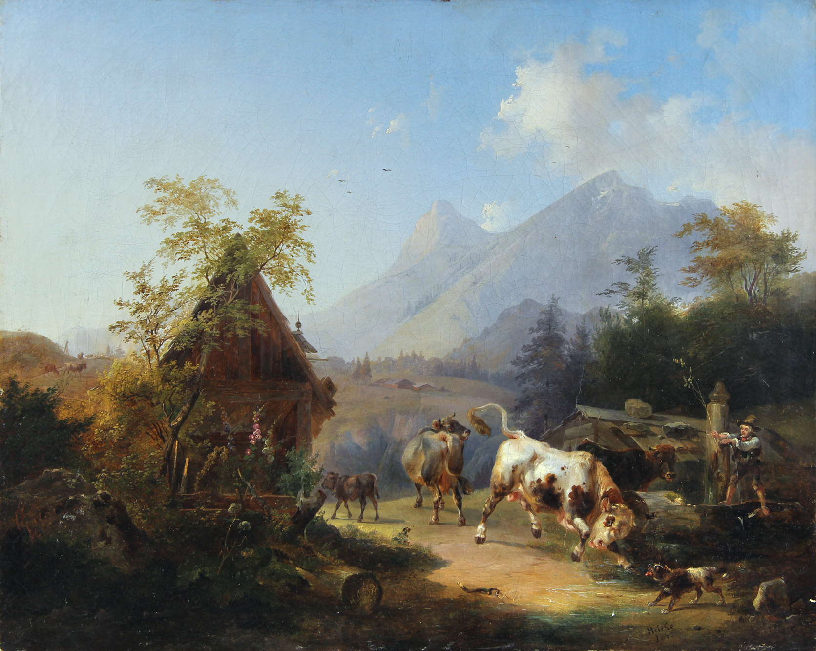 HEICKE, Franz 'PAISAJE CON VACAS Y TORO'