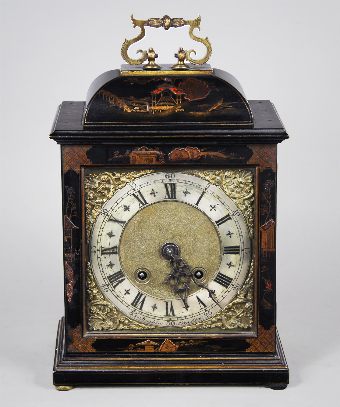  ANTIGUO 'MANTEL CLOCK ' INGLES CON DECORACION ORIENTAL.