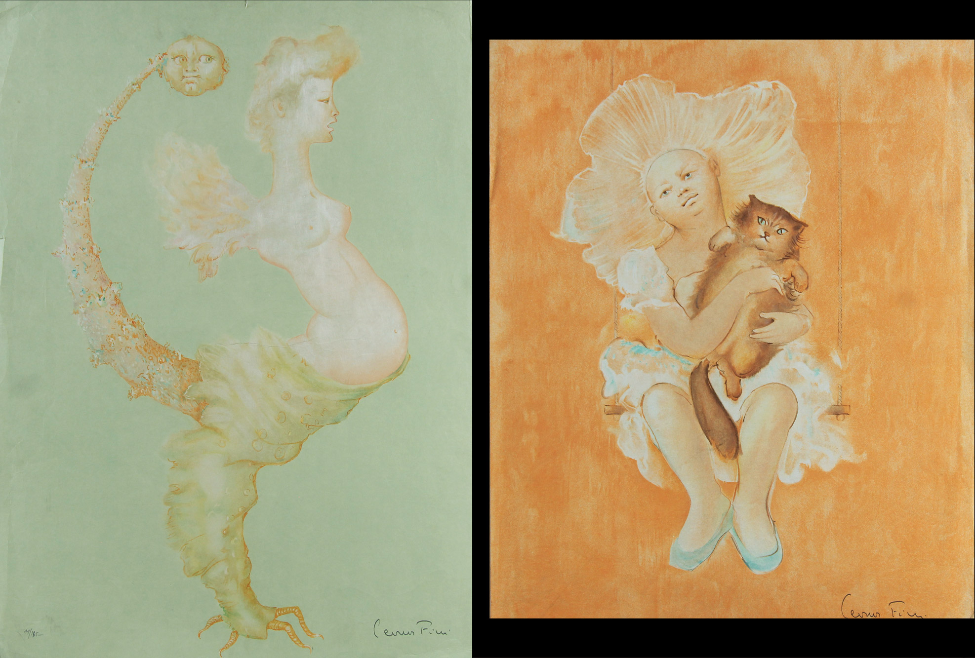 FINI, Leonor PAR DE LITOGRAFIAS FRANCESAS EN COLORES.