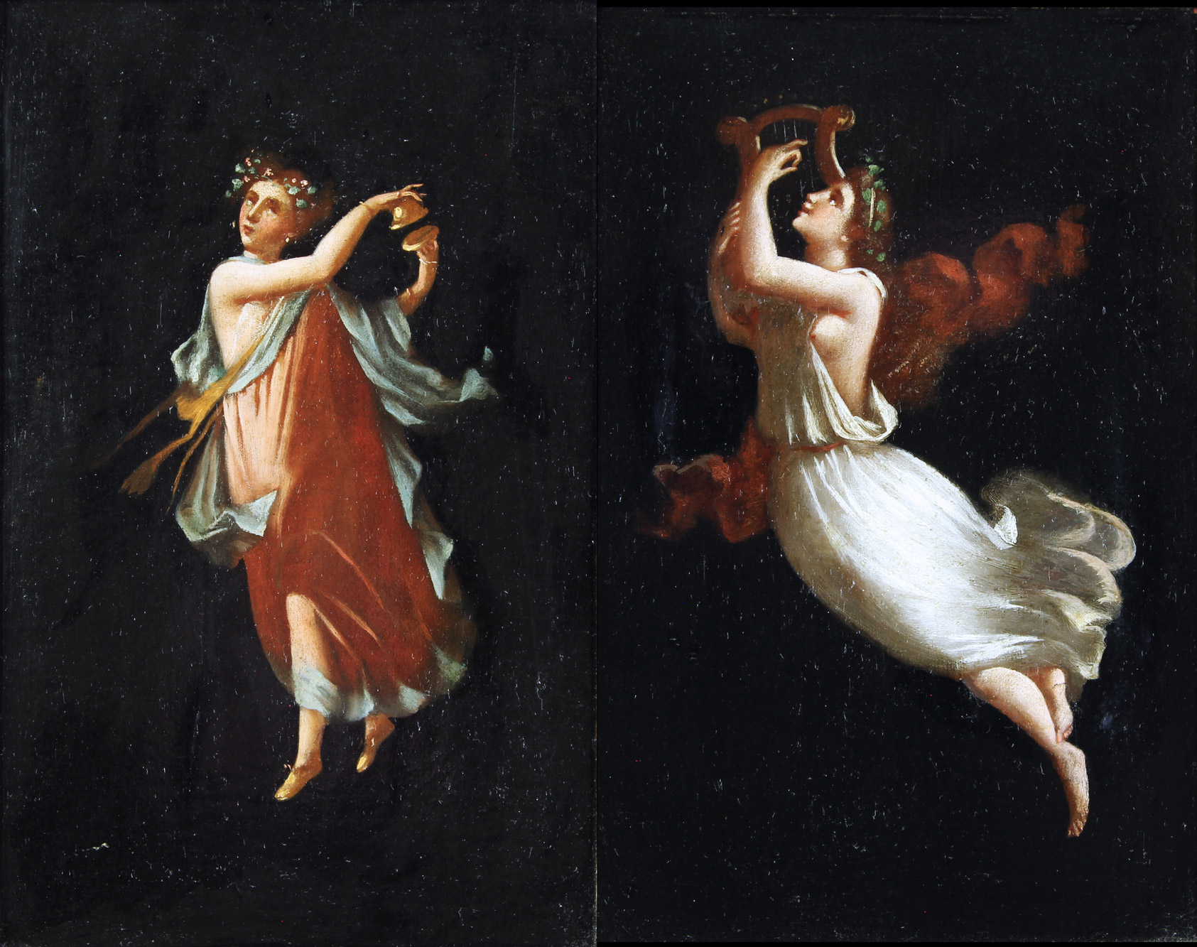  PAR DE PINTURAS NAPOLITANAS SOBRE TELA. 