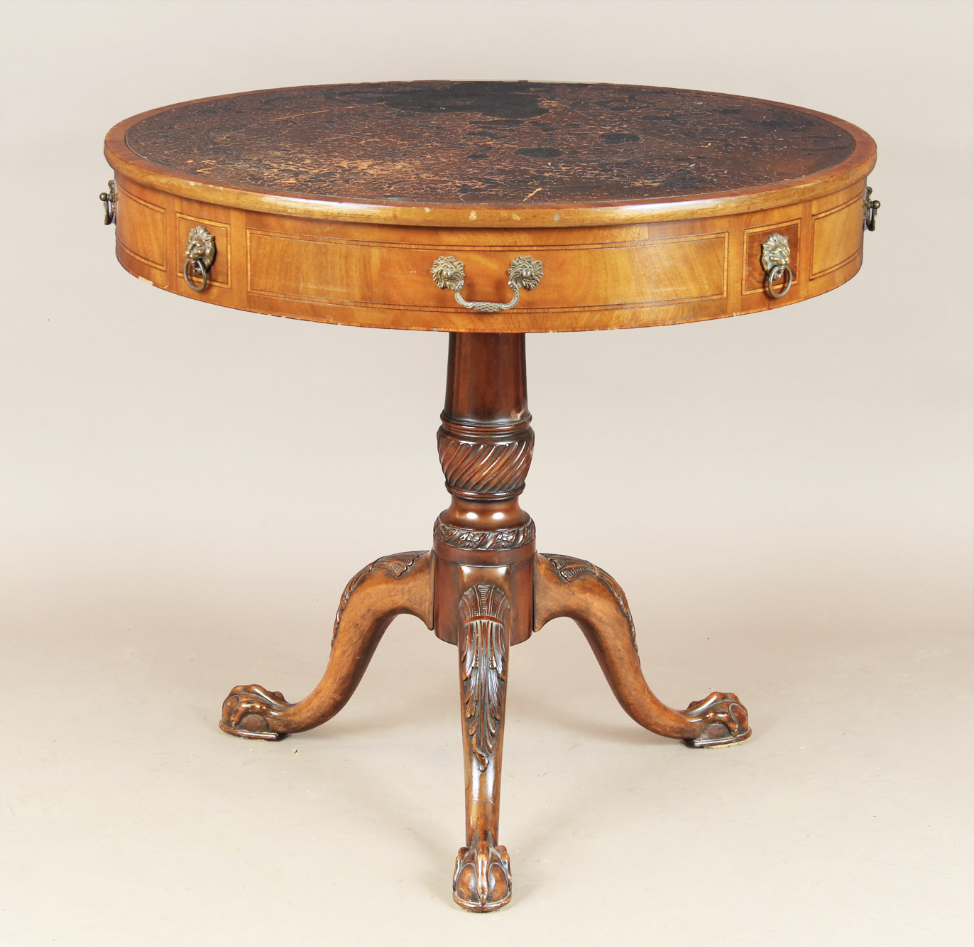  MESA CIRCULAR 'DRUM TABLE' DE ESTILO INGLES CHIPPENDALE. 