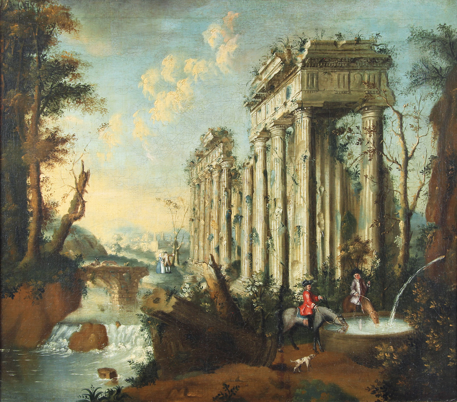 ANONIMO 'PAISAJE CON RUINAS Y PERSONAJES' 