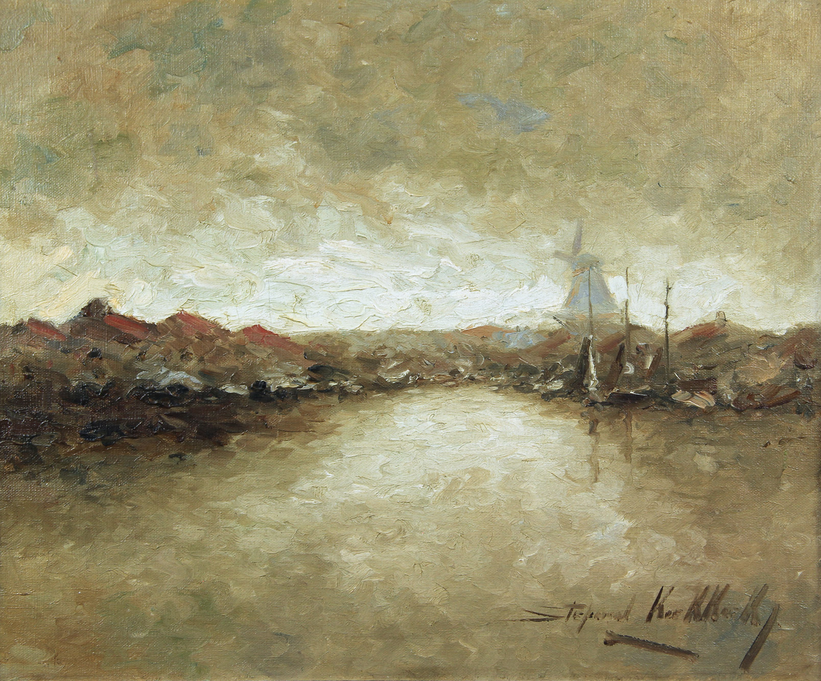 KOEK KOEK, Stephen 'PAISAJE DE PUERTO CON MOLINO' 