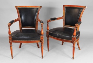 Lote 306: PAR DE SILLONES DE ESTILO FRANCES IMPERIO.  PAR DE SILLONES DE ESTILO FRANCES IMPERIO. 