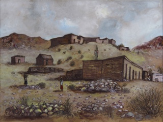 Lote 127: POLICASTRO, Enrique 'PAISAJE NORTEÑO CON PERSONAJES' 