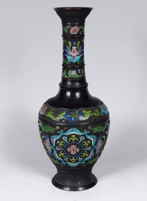 Lote 664: VASO ORIENTAL DE BRONCE CLOISONNE.  VASO ORIENTAL DE BRONCE CLOISONNE. 