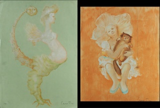 Lote 159: FINI, Leonor PAR DE LITOGRAFIAS FRANCESAS EN COLORES.