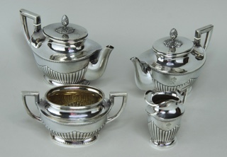 Lote 511: CONJUNTO DE PLATA DINAMARQUESA 925 PARA TE Y CAFE.  CONJUNTO DE PLATA DINAMARQUESA 925 PARA TE Y CAFE. 