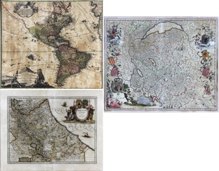 Lote 67: TRES ANTIGUOS GRABADOS ITALIANOS DE MAPAS EN COLORES.  TRES ANTIGUOS GRABADOS ITALIANOS DE MAPAS EN COLORES. 