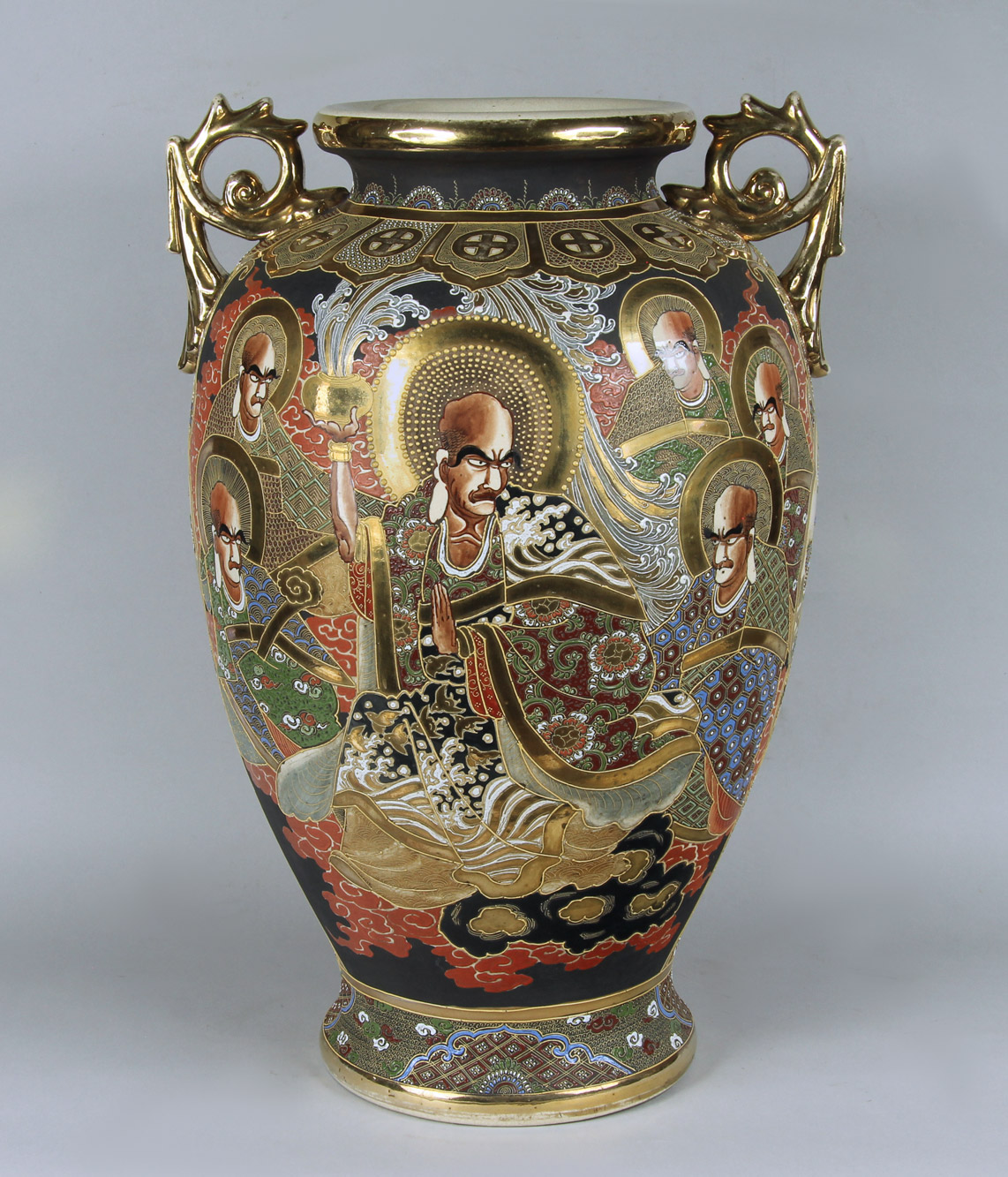 GRAN VASO DE CERAMICA JAPONESA SATZUMA. GRAN VASO DE CERAMICA JAPONESA SATZUMA.