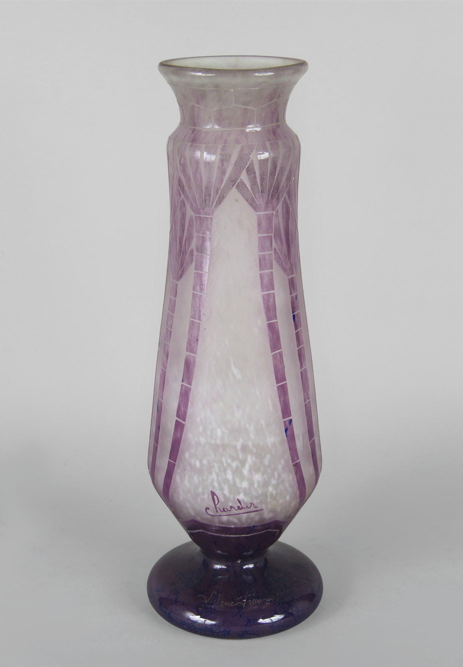 VASO FRANCES DE VIDRIO ARTISTICO FIRMADO CHARDER. VASO FRANCES DE VIDRIO ARTISTICO FIRMADO CHARDER.