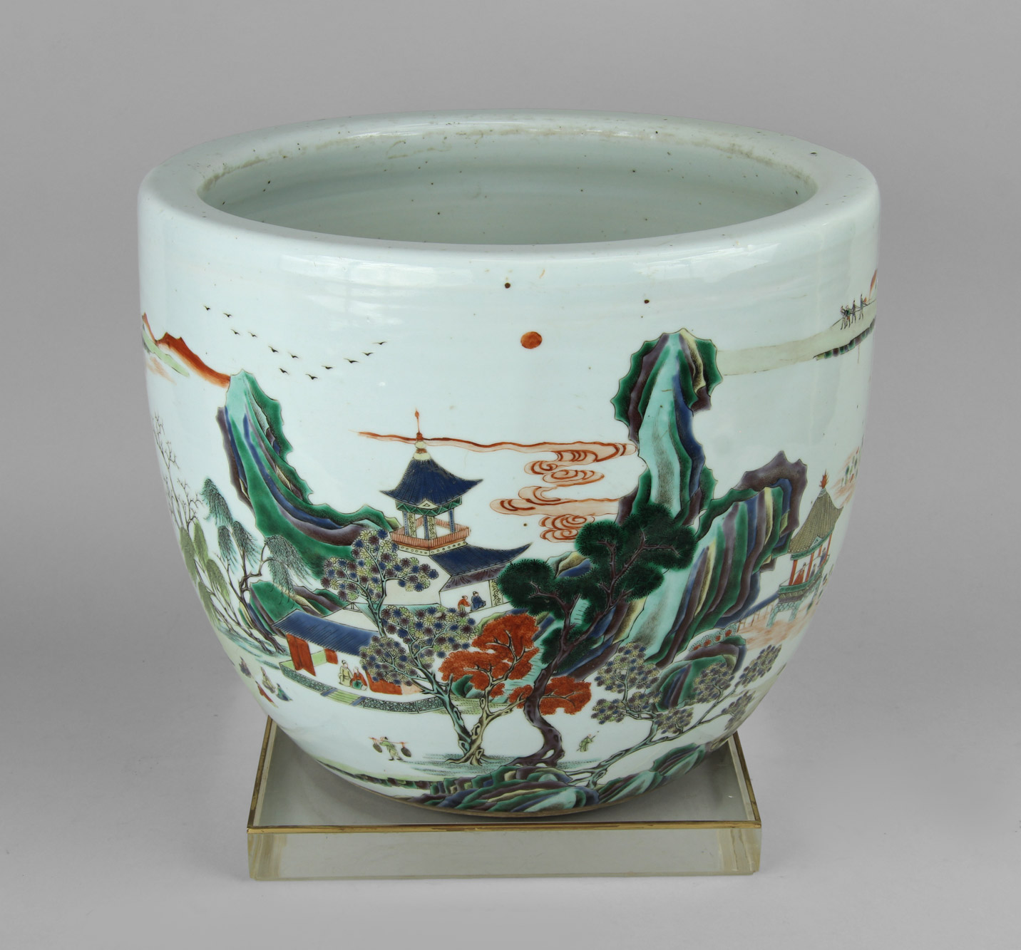  ANTIGUO CACHE POT DE PORCELANA CHINA ESMALTADA. 