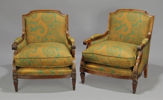 Lote 234: PAR DE SILLONES FRANCESES ESTILO LUIS XVI.  PAR DE SILLONES FRANCESES ESTILO LUIS XVI. 