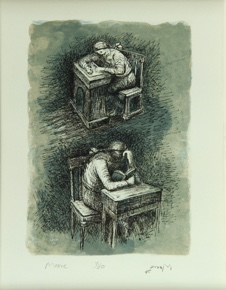 Lote 36: MOORE, Henry  'GIRL DOING HOMEWORK'