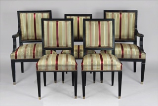 Lote 191: DOS SILLONES Y CUATRO SILLAS DE LA CASA JANSEN PARA COMEDOR. DOS SILLONES Y CUATRO SILLAS DE LA CASA JANSEN PARA COMEDOR.