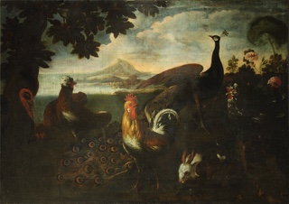 Lote 49: ANONIMO 'ANIMALES EN UN PAISAJE'