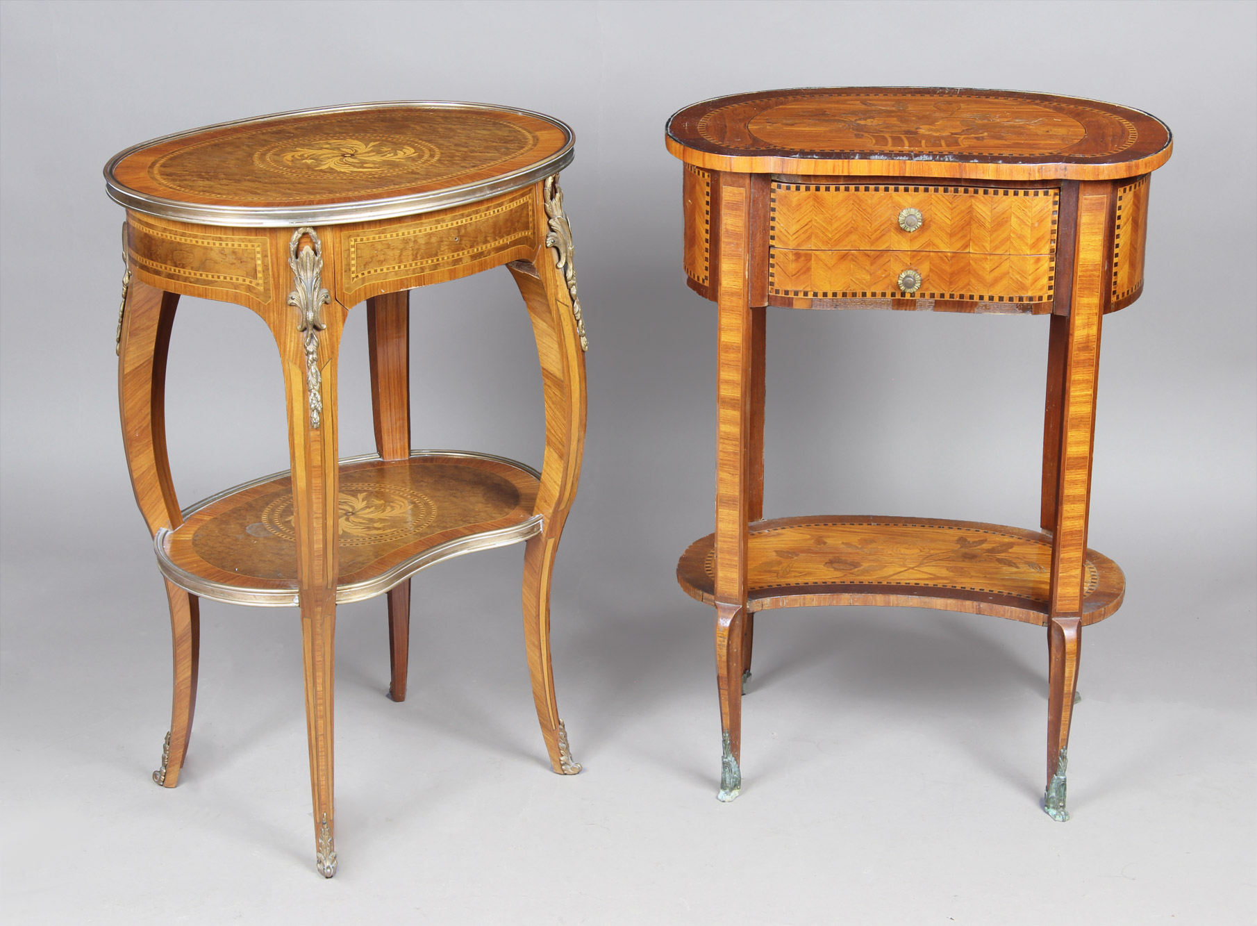 Lotes 271 y 272: 
																		PEQUEÑA MESA FRANCESA ROGNON DE ESTILO LUIS XV. 
																		PEQUEÑA MESA OVAL DE ESTILO FRANCES LUIS XV. 