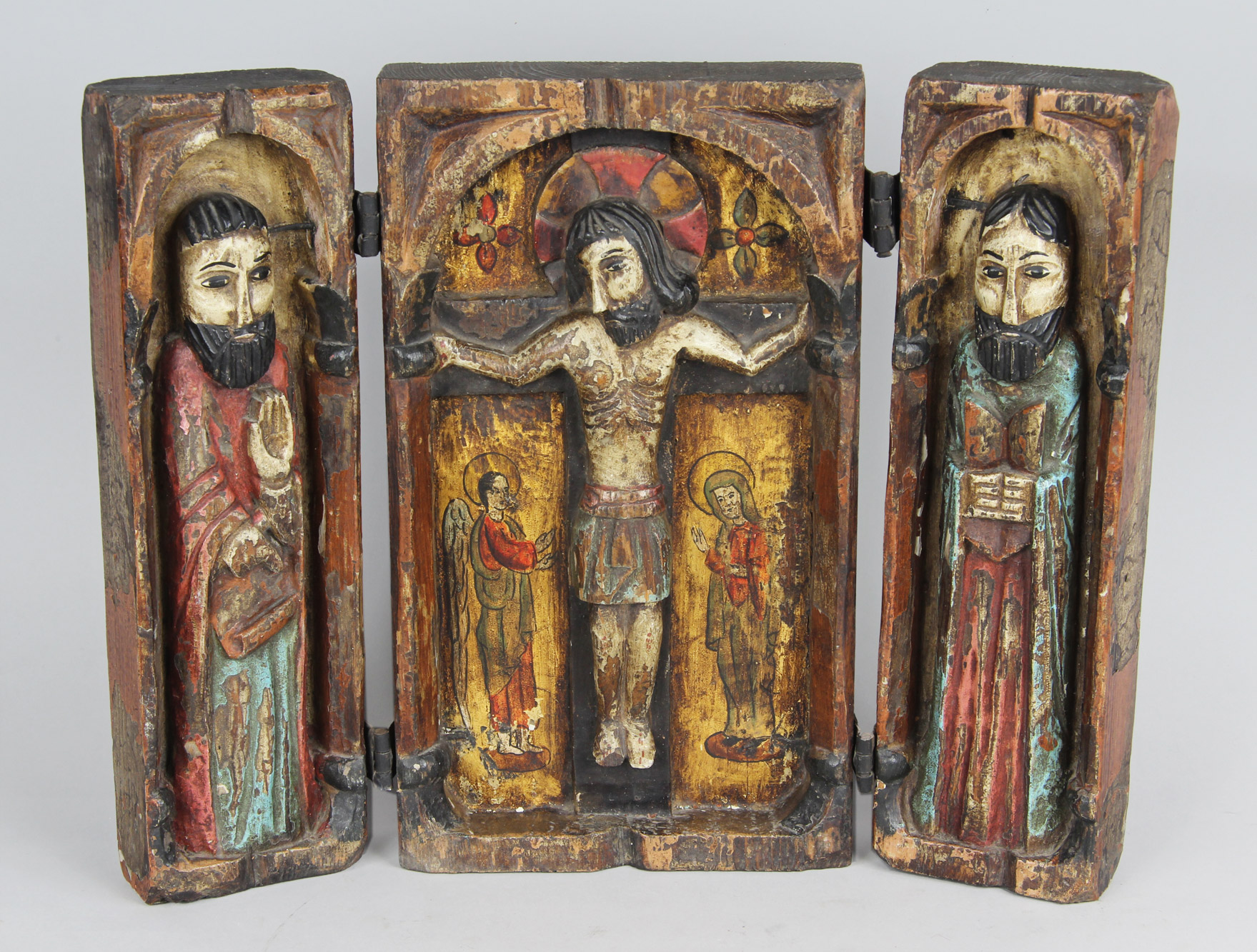  ANTIGUO TRIPTICO RELIGIOSO ESPAÑOL DEL SIGLO XVIII. 