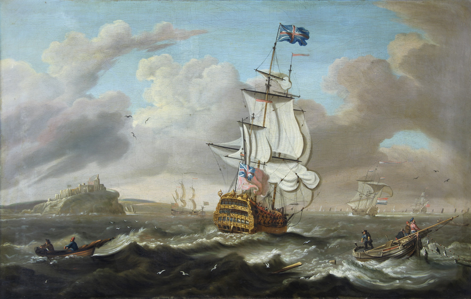 MONAMY, Peter 'A SEAPIECE WITH MAN O'WAR AND OTHER SHIPPING'