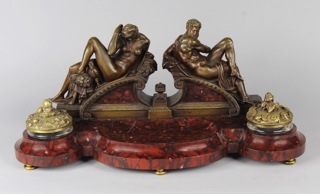 Lote 494: TINTERO FRANCES DE MARMOL Y BRONCE.  TINTERO FRANCES DE MARMOL Y BRONCE. 