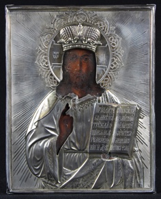 Lote 482: ANTIGUO ICONO RUSO CON IMAGEN DE JESUCRISTO. ANTIGUO ICONO RUSO CON IMAGEN DE JESUCRISTO.
