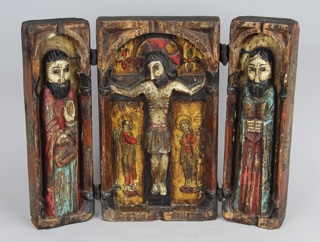 Lote 537: ANTIGUO TRIPTICO RELIGIOSO ESPAÑOL DEL SIGLO XVIII.  ANTIGUO TRIPTICO RELIGIOSO ESPAÑOL DEL SIGLO XVIII. 
