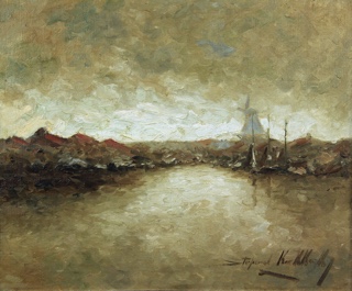Lote 42: KOEK KOEK, Stephen 'PAISAJE DE PUERTO CON MOLINO' 