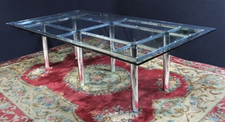 Lote 163: MESA RECTANGULAR DE LINEA MODERNA PARA COMEDOR.  MESA RECTANGULAR DE LINEA MODERNA PARA COMEDOR. 