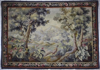 Lote 356: PEQUEÑA TAPICERIA FRANCESA AUBUSSON DE LANA TEJIDA A MANO.  PEQUEÑA TAPICERIA FRANCESA AUBUSSON DE LANA TEJIDA A MANO. 