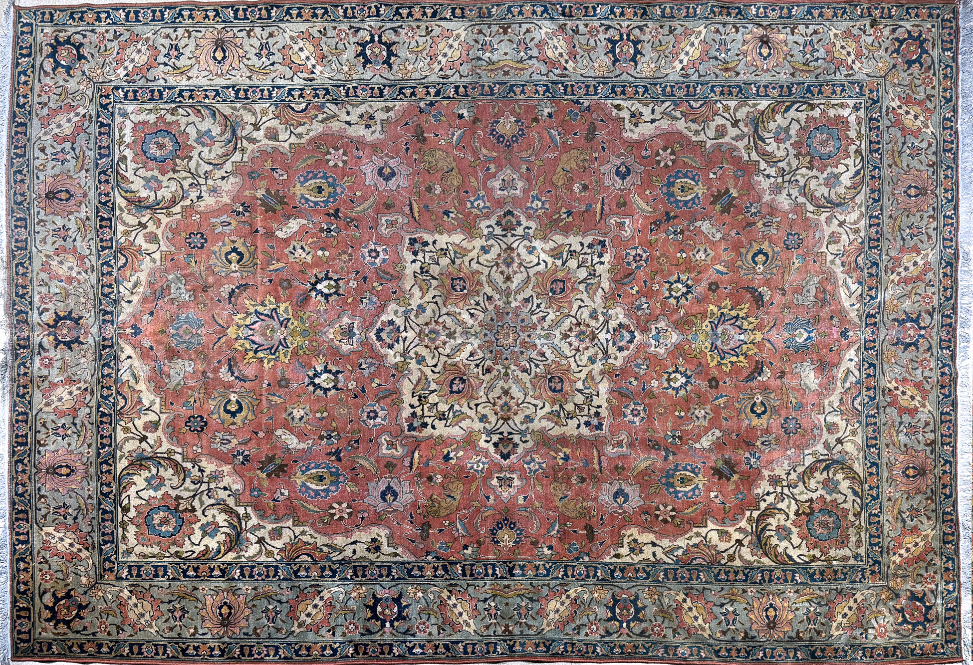  GRAN ALFOMBRA PERSA TABRIZ DE LANA TEJIDA A MANO. 