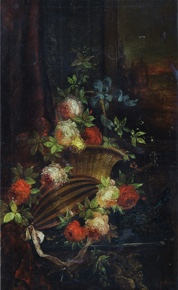 Lote 97: 'CANASTO CON FLORES Y MANDOLINA' 'CANASTO CON FLORES Y MANDOLINA'