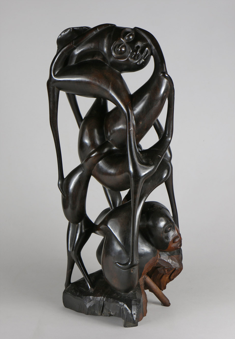  ESCULTURA AFRICANA DE LA TRIBU MAKONDE EN EBANO TALLADO. 