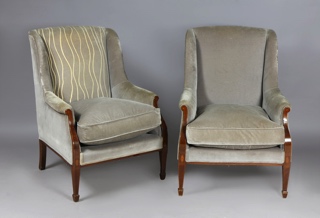 Lote 244: PAR DE SILLONES BERGERE INGLESES ESTILO EDUARDIANO. PAR DE SILLONES BERGERE INGLESES ESTILO EDUARDIANO.