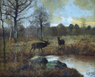 Lote 99: GRIDEL, Joseph Emile 'CIERVOS EN UN ESTANQUE' 