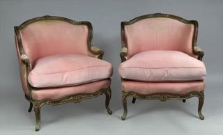 Lote 201: PAR DE SILLONES �MARQUISE�FRANCESES DE ESTILO LUIS XV. PAR DE SILLONES �MARQUISE�FRANCESES DE ESTILO LUIS XV.
