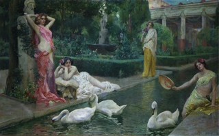 Lote 8: GERVAIS, Paul Jean 'FEMMES ET CYGNES DANS LA FONTAINE' 