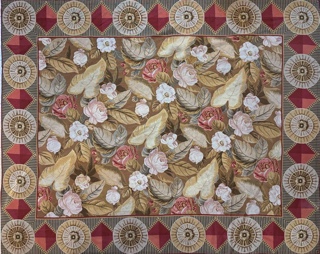 Lote 407: ALFOMBRA INGLESA NEEDLEPOINT DE LANA TEJIDA A MANO. ALFOMBRA INGLESA NEEDLEPOINT DE LANA TEJIDA A MANO.