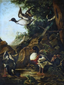 Lote 40: 'AVES Y RANA EN UN PAISAJE' 'AVES Y RANA EN UN PAISAJE'