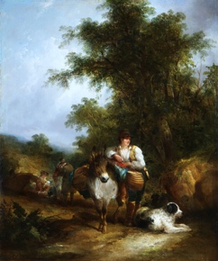 Lote 10: SHAYER, William I.  'CAMPESINOS CON BURRO, ALFORJAS Y PERRO' 