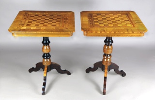 Lote 198: PAR DE ANTIGUAS MESAS AUXILIARES ITALIANAS DEL SIGLO XIX. PAR DE ANTIGUAS MESAS AUXILIARES ITALIANAS DEL SIGLO XIX.