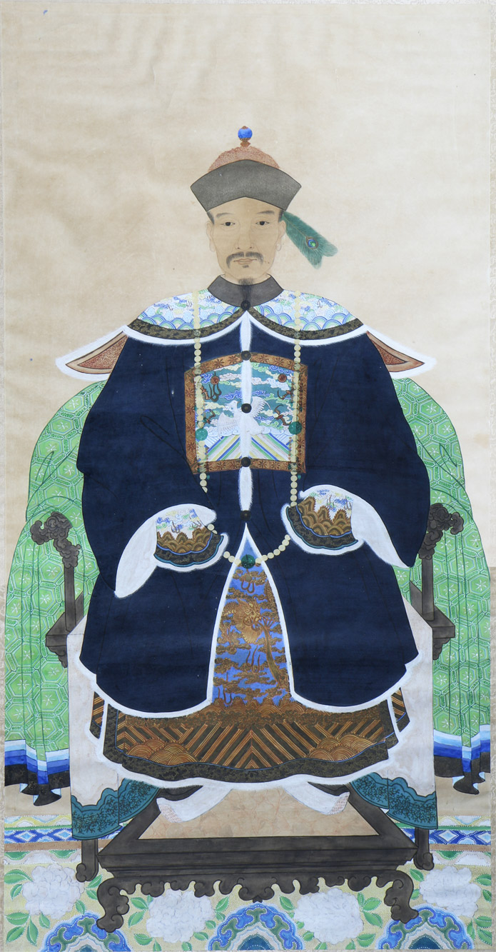 ANTIGUO KAKEMONO CHINO PINTADO SOBRE PAPEL. ANTIGUO KAKEMONO CHINO PINTADO SOBRE PAPEL.