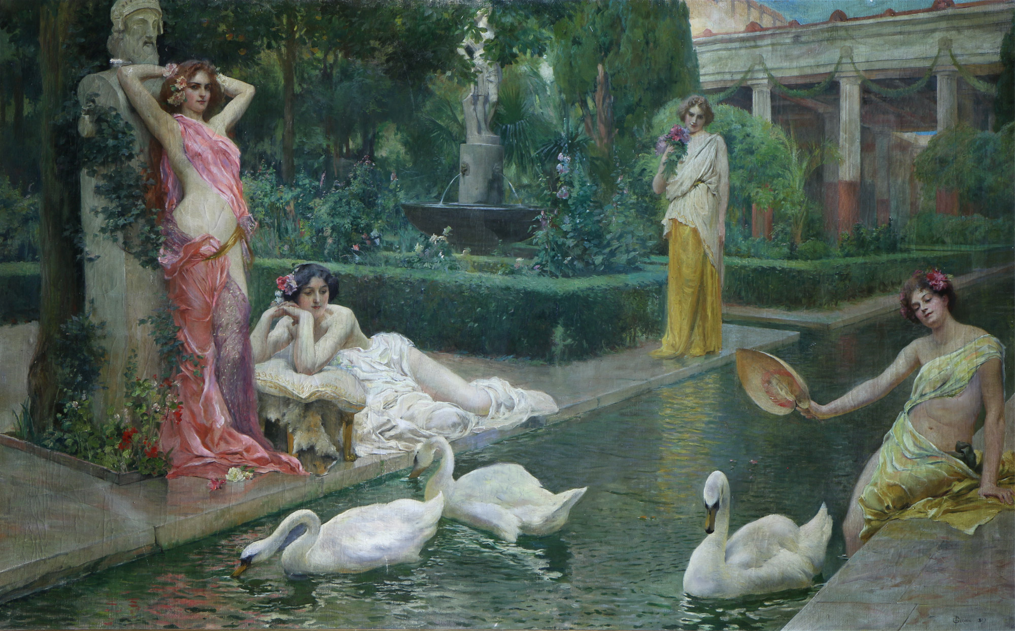 GERVAIS, Paul Jean 'FEMMES ET CYGNES DANS LA FONTAINE' GERVAIS, Paul Jean 'FEMMES ET CYGNES DANS LA FONTAINE'