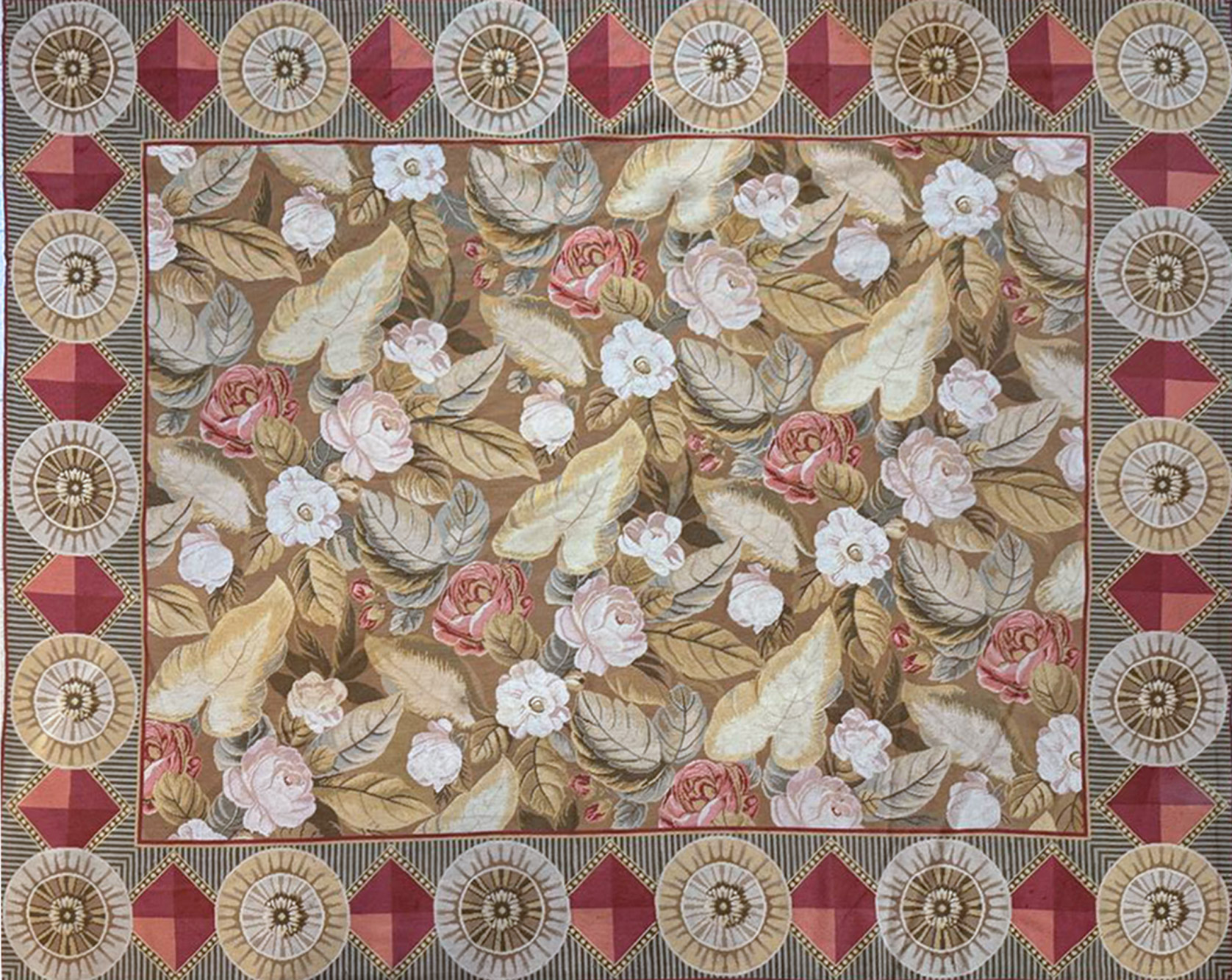  ALFOMBRA INGLESA NEEDLEPOINT DE LANA TEJIDA A MANO.
