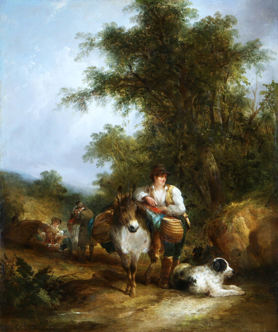 SHAYER, William I.  'CAMPESINOS CON BURRO, ALFORJAS Y PERRO' 